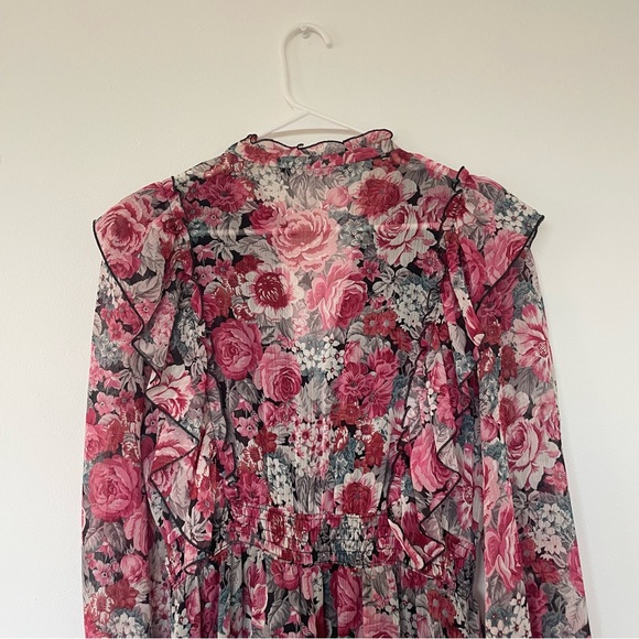 Zara Women’s Floral long sleeve Long Lined Dress Size M - Picture 7 of 16